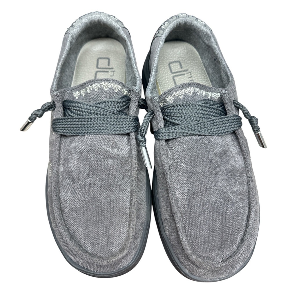 Hey Dude Wendy Rise Flora Iron Grey Platform Loafers Shoes Womens Size 6 - Picture 3 of 7